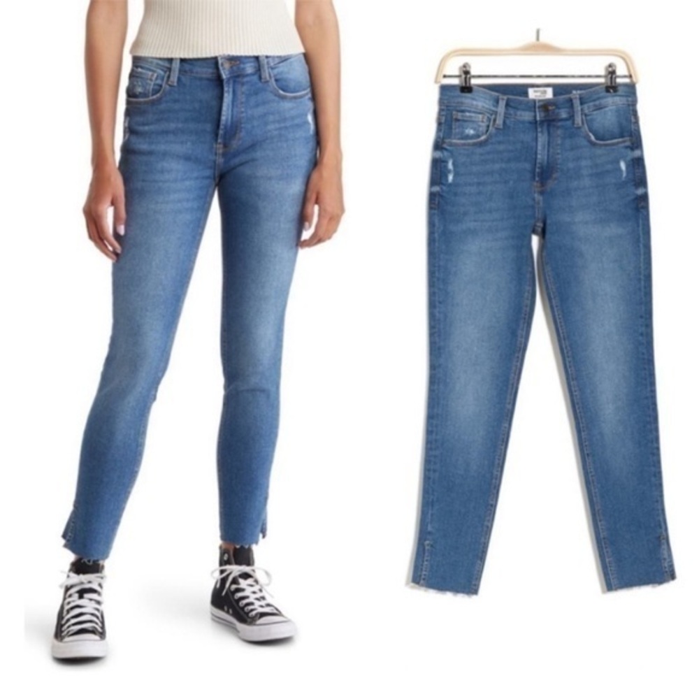 Kensie Frayed Hem High Rise Skinny Denim Jeans NWT  Size 8